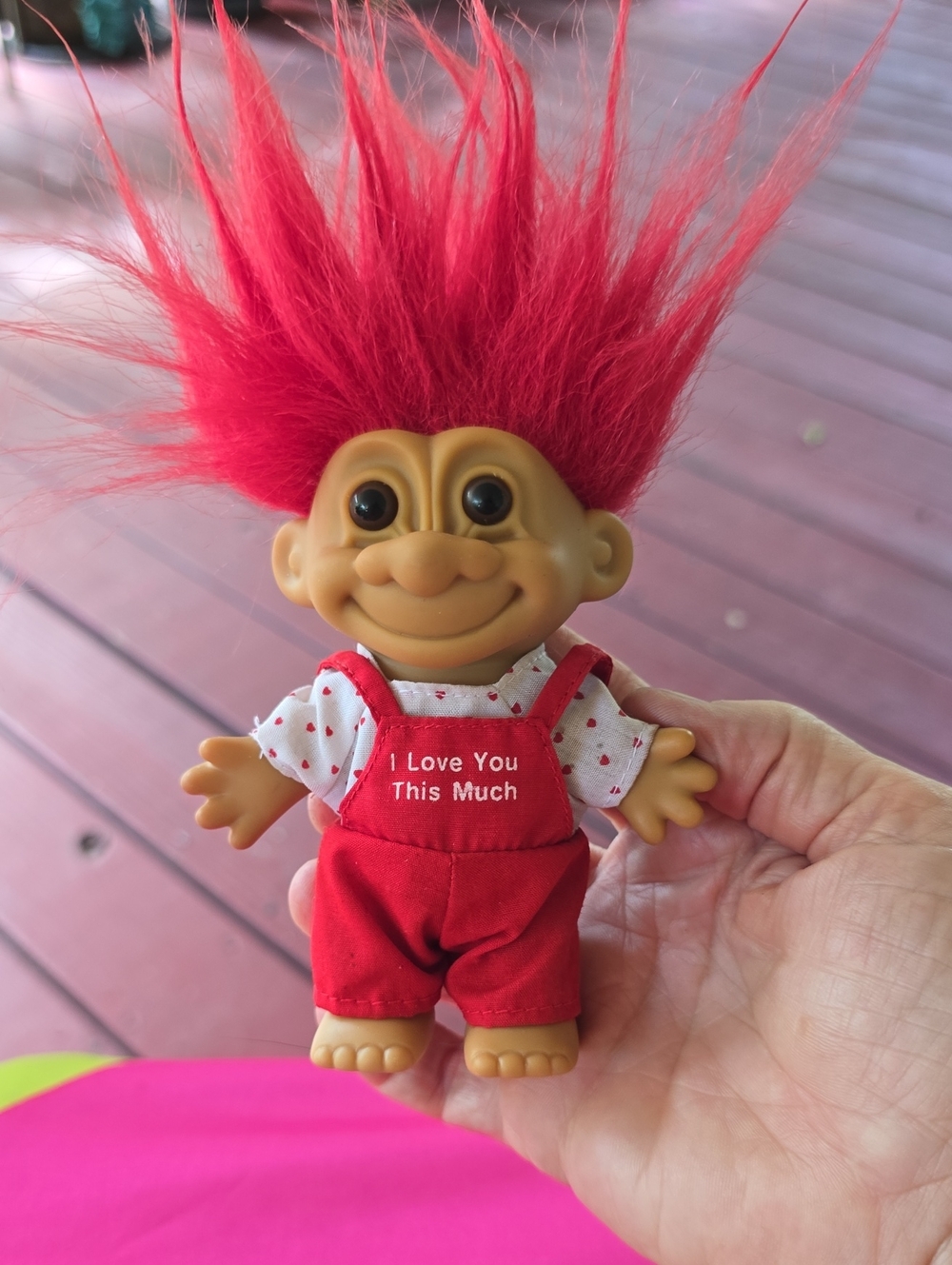 Vintage  Troll Doll in Red Outfit - I Love You This Much